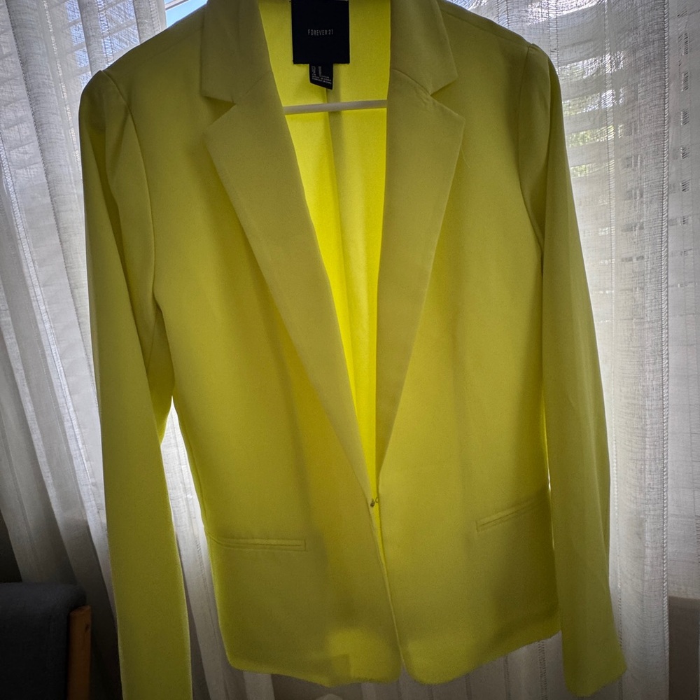 Forever 21 Yellow Blazer Structured Suit Jacket